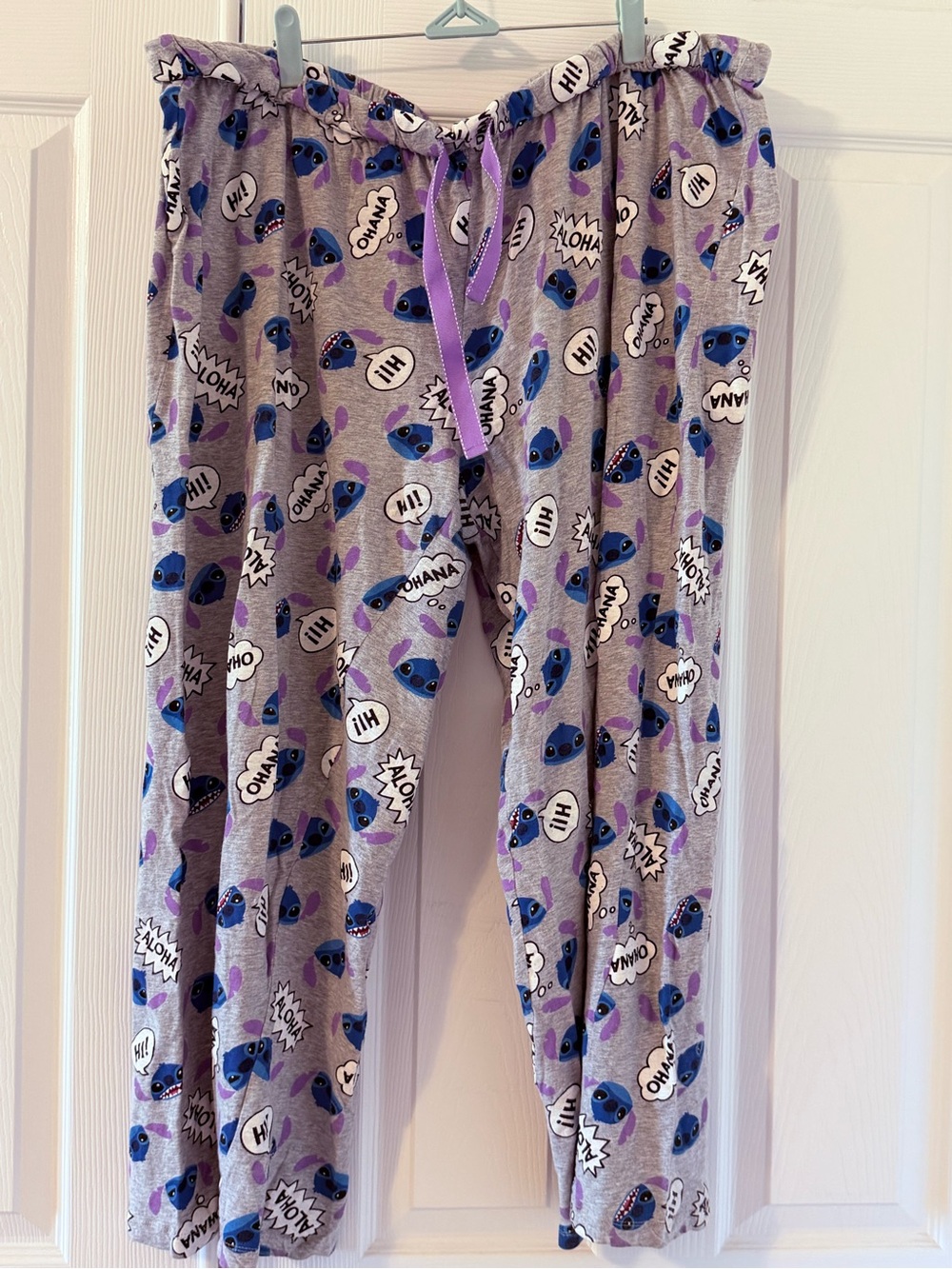 Disney Women’s Gray Pajama Pants with Purple & Blue Cartoon Accents